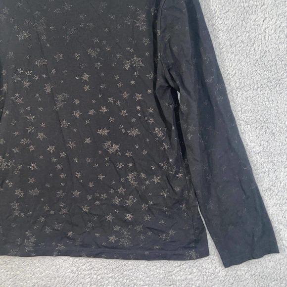 Chico's Zenergy Top Womens 2 Black Star All Over Scoop Neck Long Sleeve Casual - Picture 5 of 12